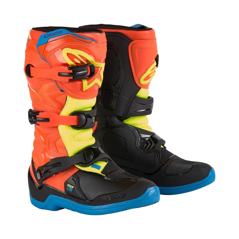 Alpinestars Tech 3s V2 Orange Blue Black Yellow Youth MX Boots