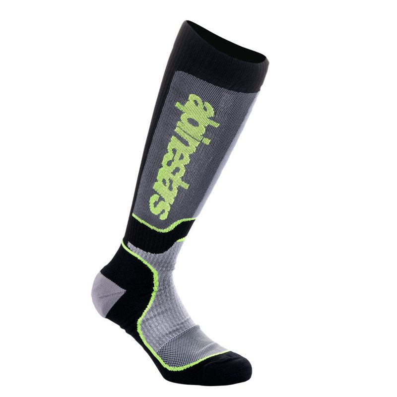 alps mx plus black grey yellow youth sock