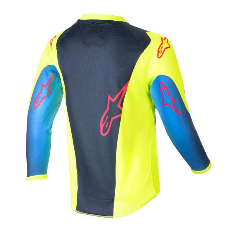 kids racer blue yellow jersey back