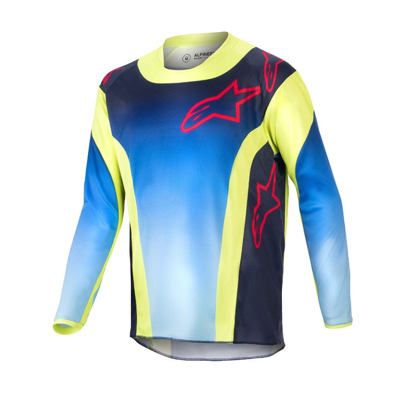 outh Racer Hoen Yellow Blue Jersey back